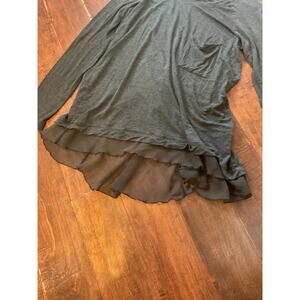Bordeaux Womens Heather Gray Long Sleeve Top with Sheer Panel - Sz XL